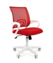 Кресло офисное CHAIRMAN 696 white. Обивка комбинированная: Сетчатый акрил TW-69 красный / Ткань TW-19 красная