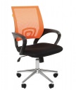 Кресло офисное CHAIRMAN 696 хром. Обивка комбинированная: Ткань TW -11 черная / Сетчатый акрил -оранжевый