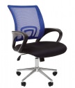 Кресло офисное CHAIRMAN 696 хром  Обивка комбинированная: Ткань TW -11 черная / Сетчатый акрил - синий