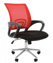 Кресло офисное CHAIRMAN 696 хром. Обивка комбинированная: Ткань TW -11 черная / Сетчатый акрил - красный