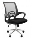 Кресло офисное CHAIRMAN 696 хром  Обивка комбинированная: Ткань TW -11 черная / Сетчатый акрил - серый
