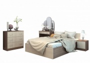Мебель для спальни БАСЯ, вариант 3. Фасад - Ясень шимо светлый// Цвет корпуса-Ясень шимо темный