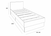 Кровать KR 901 – 1 шт. с блоком из 2х ящиков OP 901 – 1 шт.