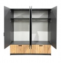 Шкаф Бастиан ЛДСП графит/Дуб Крафт золотой (ш×в×г) :1800×2100×540мм