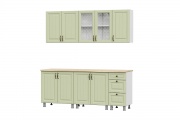 Кухонный гарнитур "Прованс" (2,0м) Белый/Фисташковый/Фисташковый