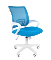 Кресло офисное CHAIRMAN 696 white: Обивка комбинированная: Сетчатый акрил TW-34 голубой / Ткань TW-голубой