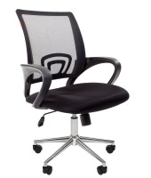 Кресло офисное CHAIRMAN 696 хром Обивка комбинированная: Ткань TW -11 черная / Сетчатый акрил - черный