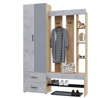 Прихожая Домино бетон/золотой крафт (ШхВхГ) :1500×2116×350 мм