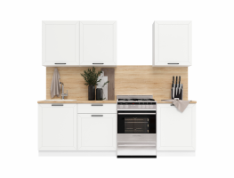 Кухня Глетчер, МДФ - 1,8  м. в белом корпусе и выразительном фасаде Айленд Силк.