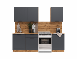 Кухонный гарнитур ГЛЕТЧЕР, МДФ - 1,8 м в корпусе Вотан, фасад Маренго.