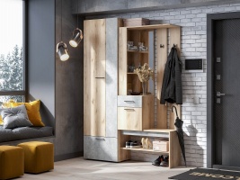 Прихожая "Фаворит 1"  Дуб Делано/Цемент Светлый