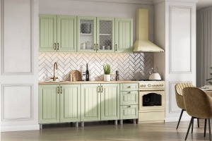 Кухонный гарнитур "Прованс" (2,0м) Белый/Фисташковый/Фисташковый