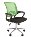 Кресло офисное CHAIRMAN 696 хром. Обивка комбинированная: Ткань TW -11 черная / Сетчатый акрил - зеленый